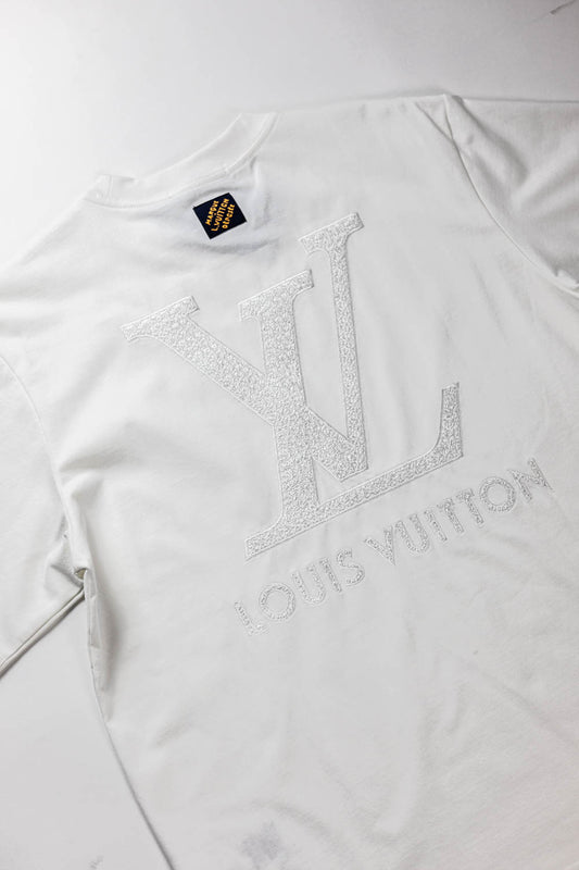 Louis Vuitton LV Logo Embroidered T-Shirt White