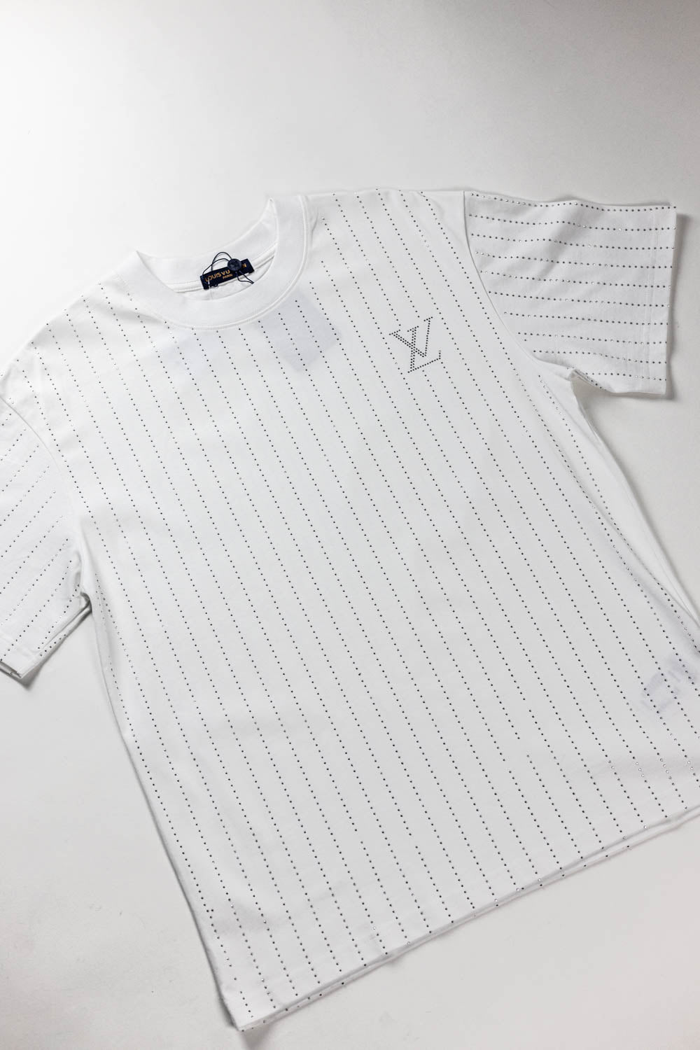 Louis Vuitton Crystal Embellished Cotton T-Shirt White