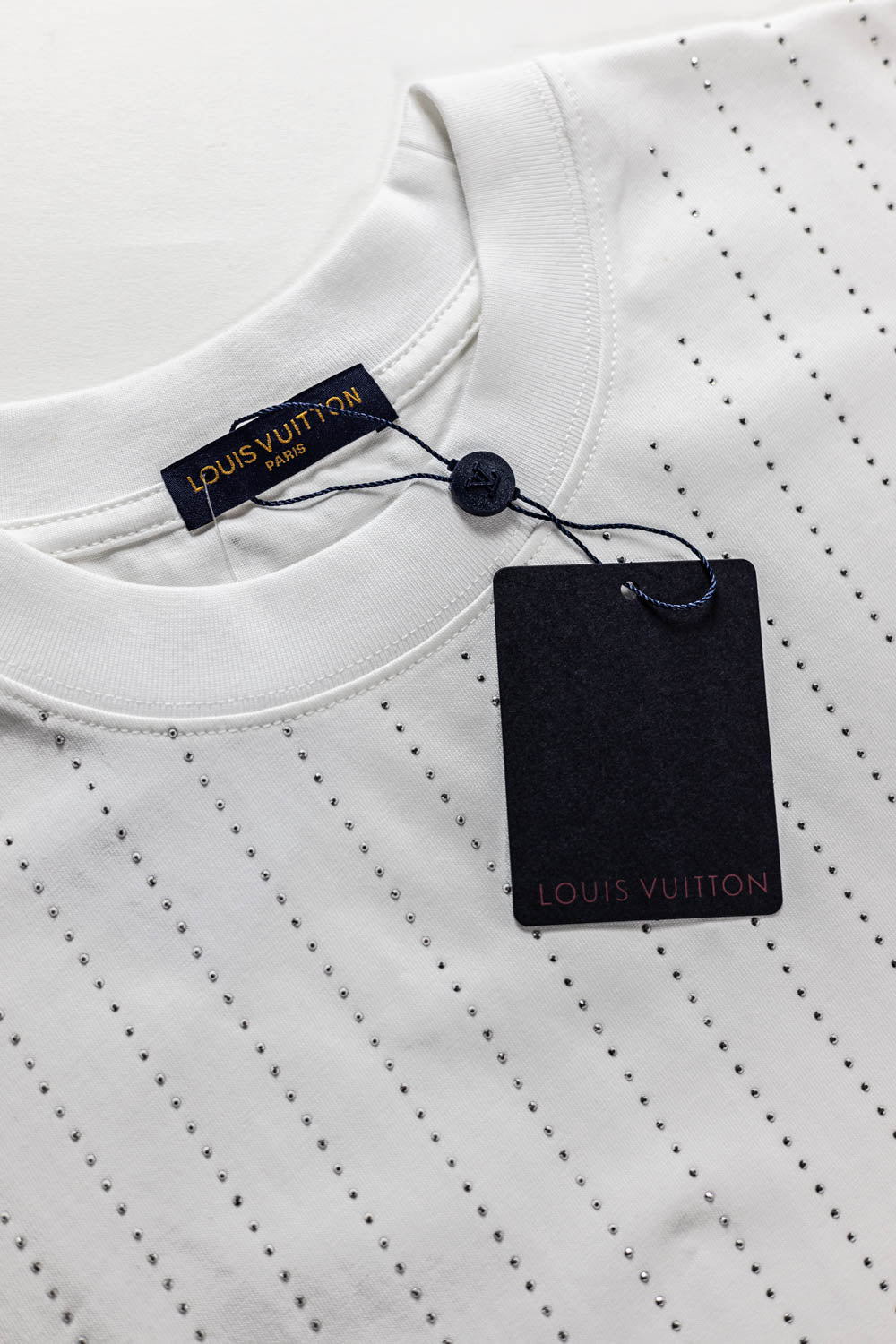 Louis Vuitton Crystal Embellished Cotton T-Shirt White