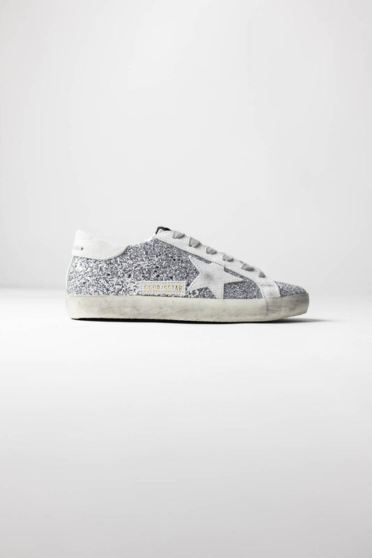 Golden Goose Super-Star Glitter Sneakers Silver