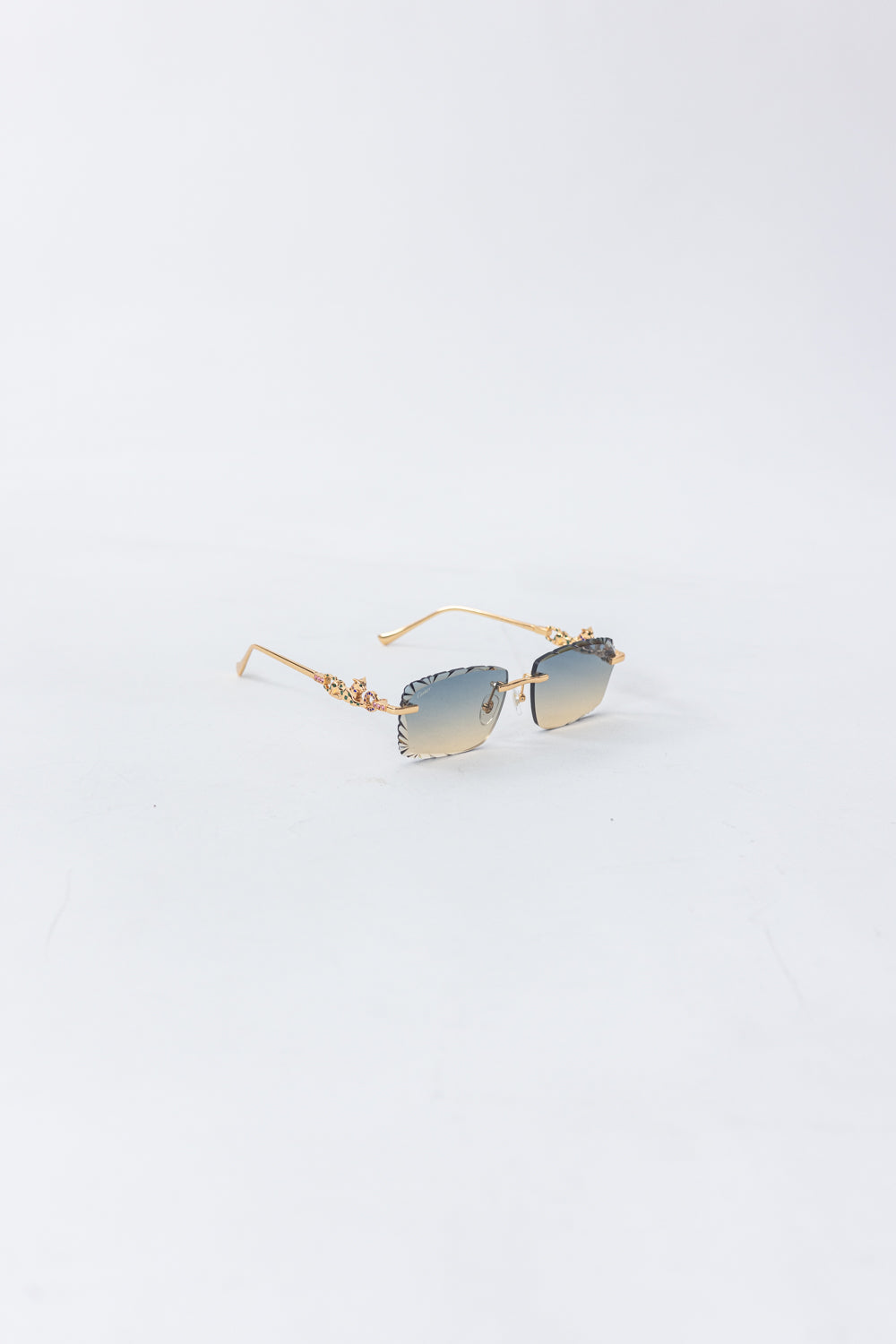 CARTIER Panthere Rimless Sunglasses Brown/Gold
