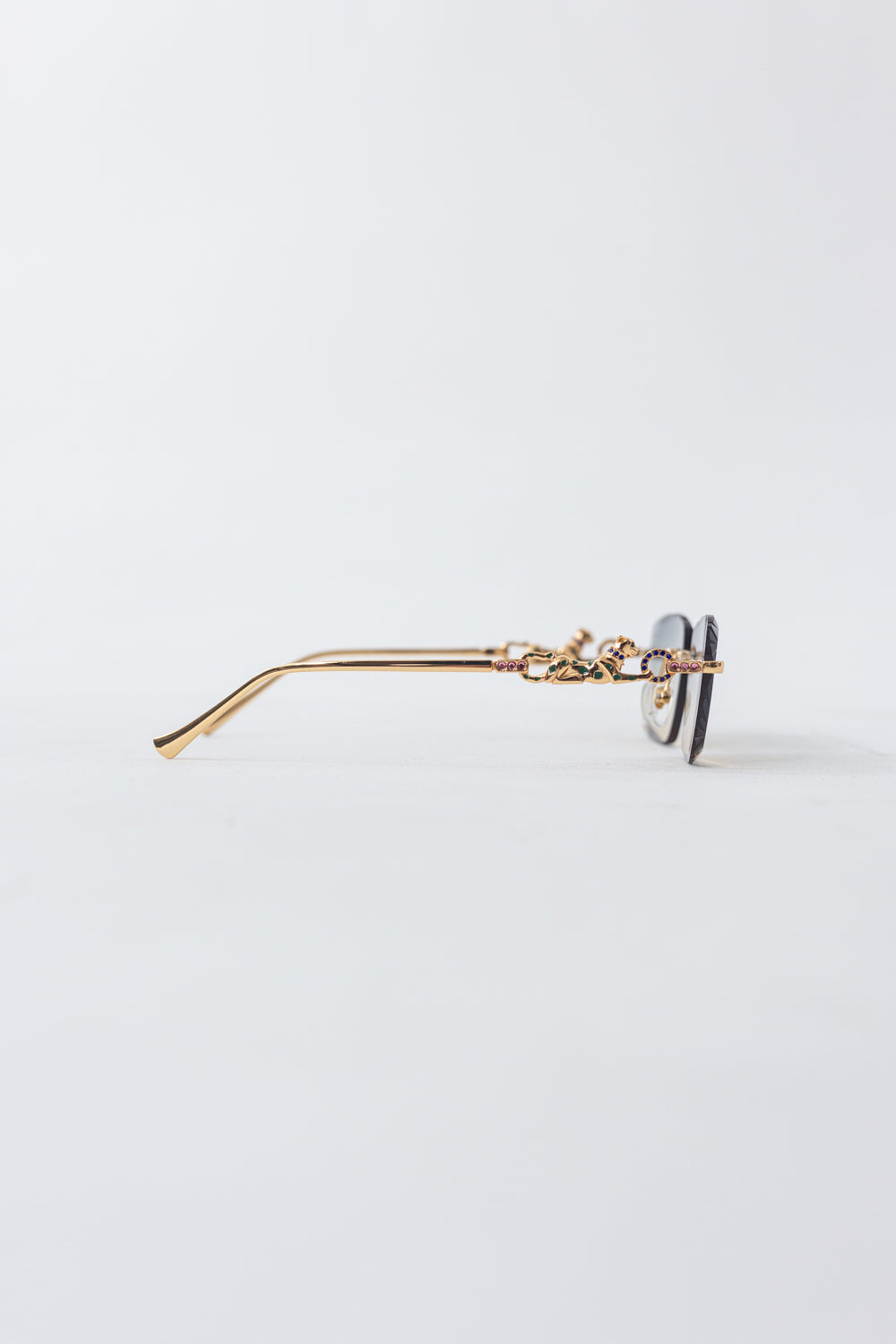 CARTIER Panthere Rimless Sunglasses Brown/Gold