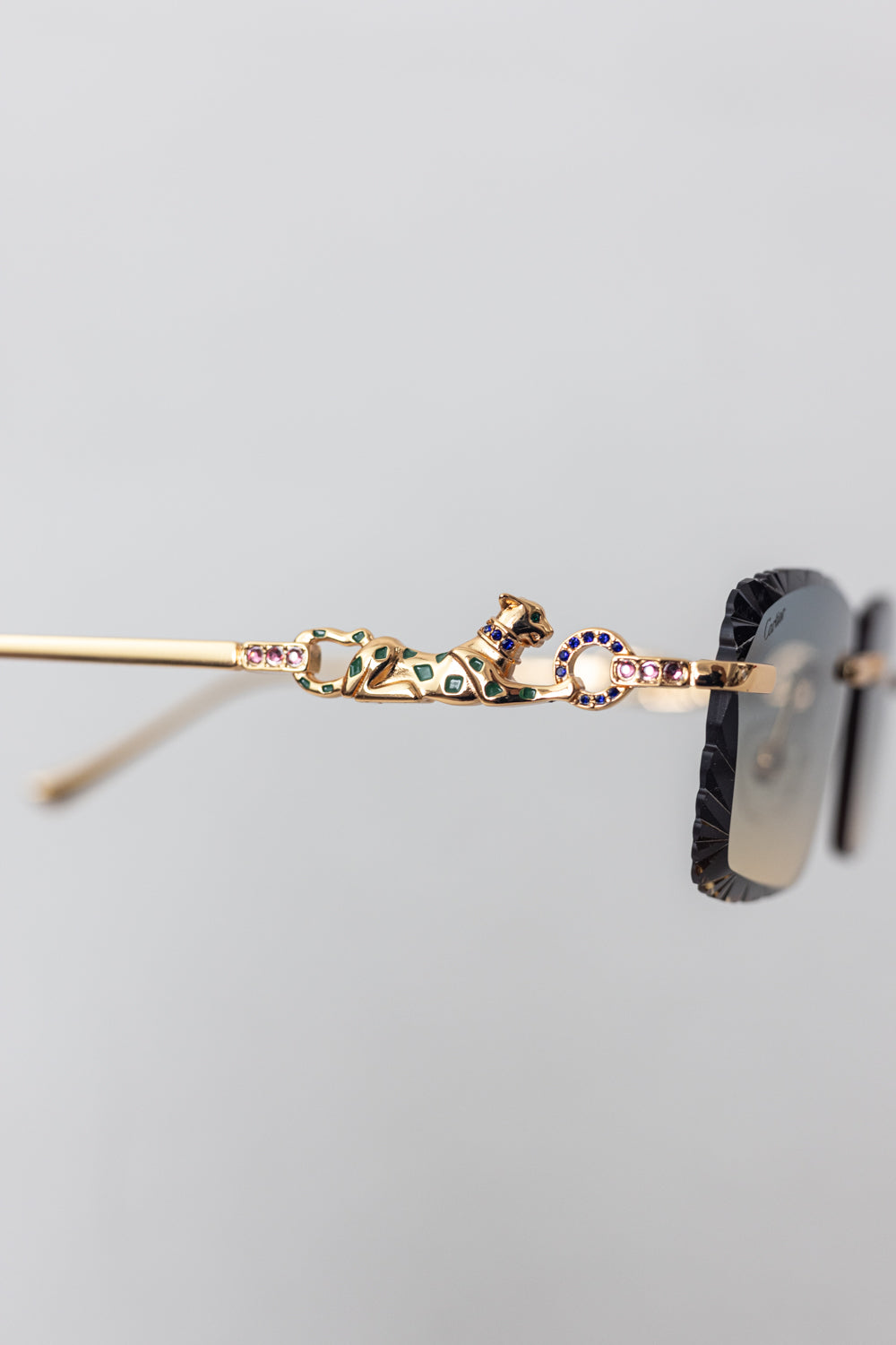 CARTIER Panthere Rimless Sunglasses Brown/Gold