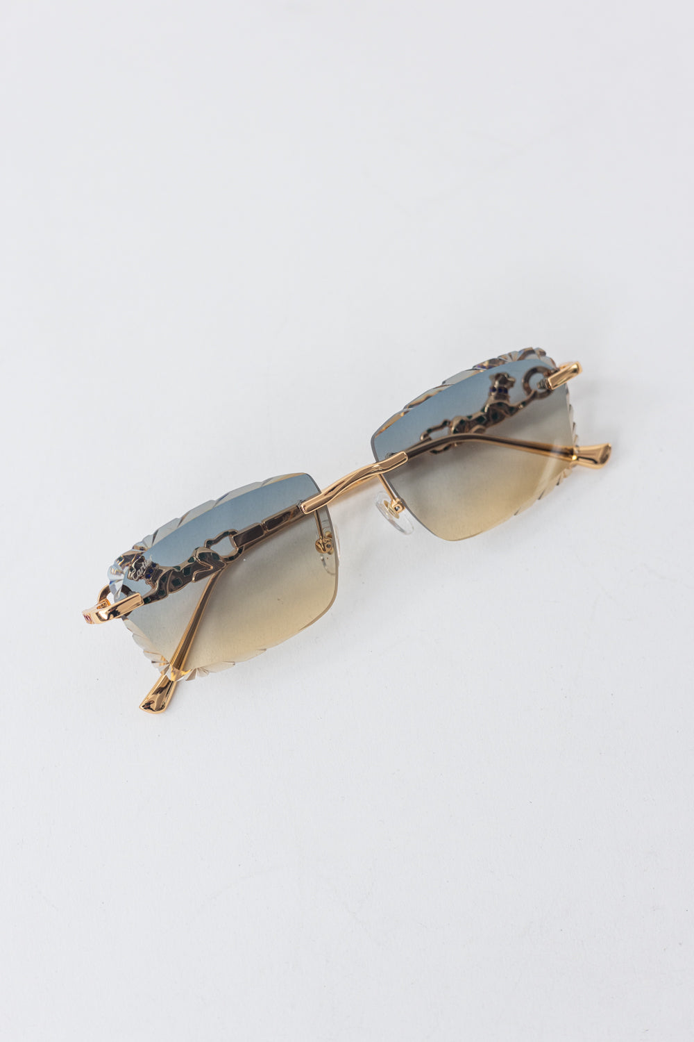 CARTIER Panthere Rimless Sunglasses Brown/Gold