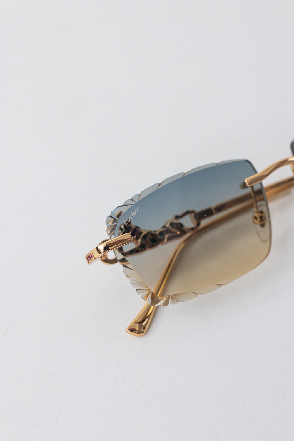 CARTIER Panthere Rimless Sunglasses Brown/Gold