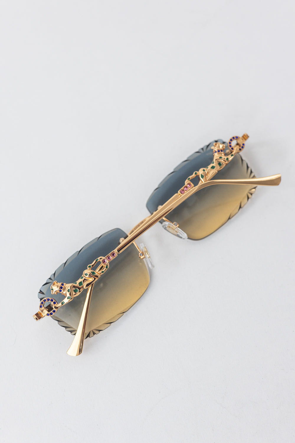 CARTIER Panthere Rimless Sunglasses Brown/Gold