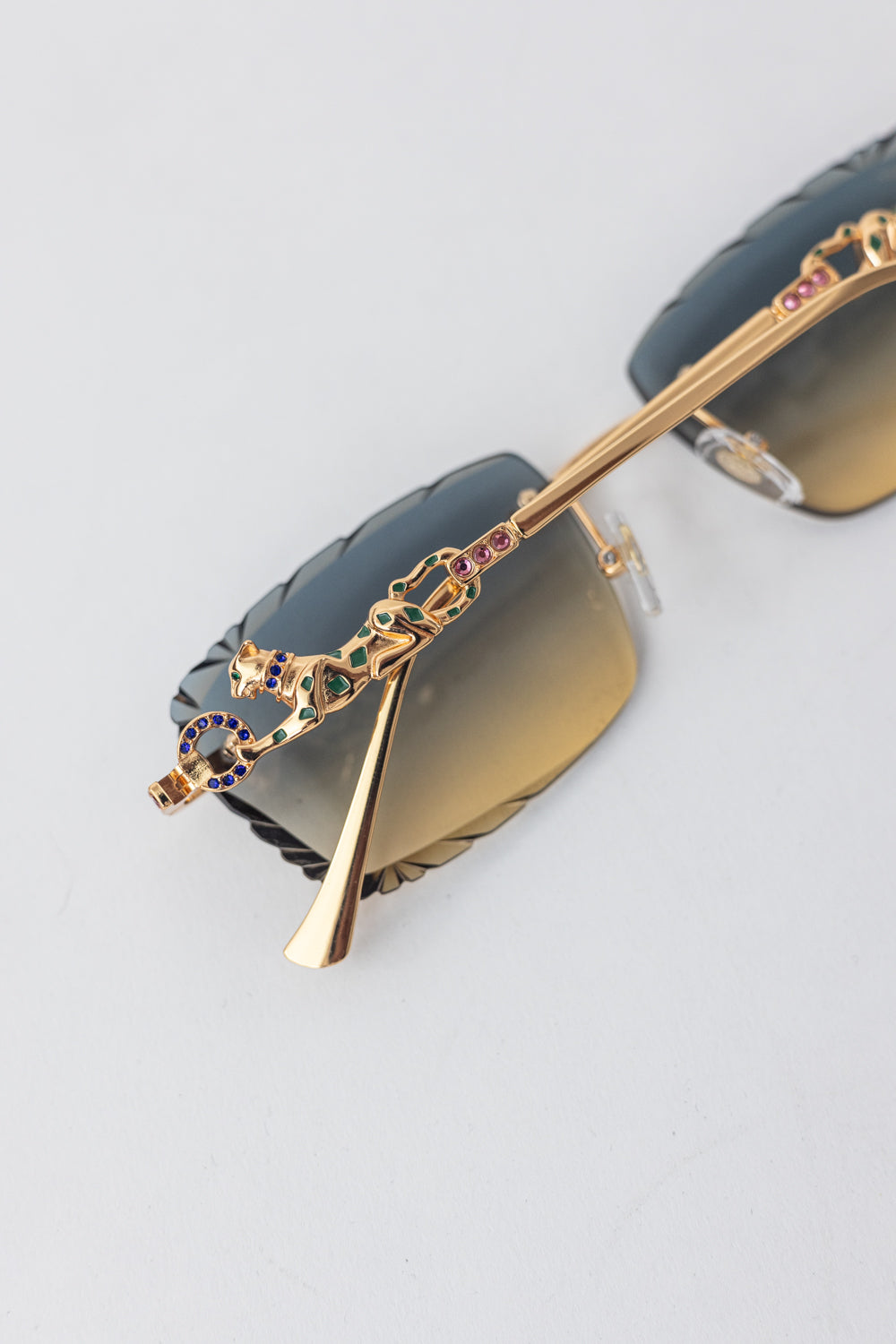 CARTIER Panthere Rimless Sunglasses Brown/Gold