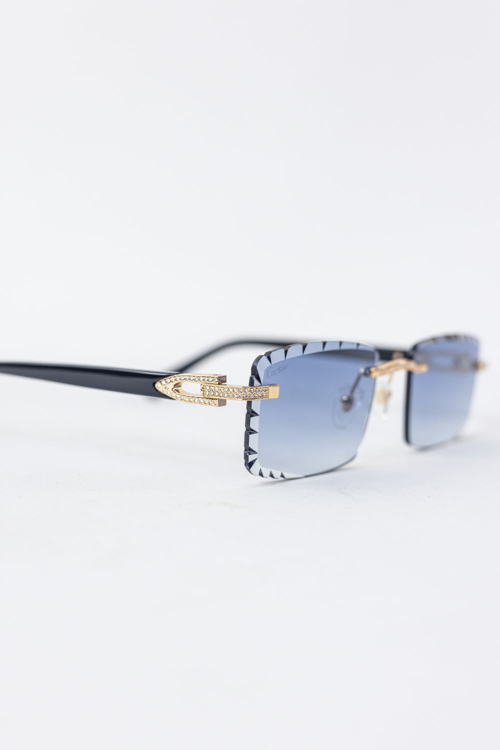 Cartier Light Wood Glasses Crystal Black/Gold