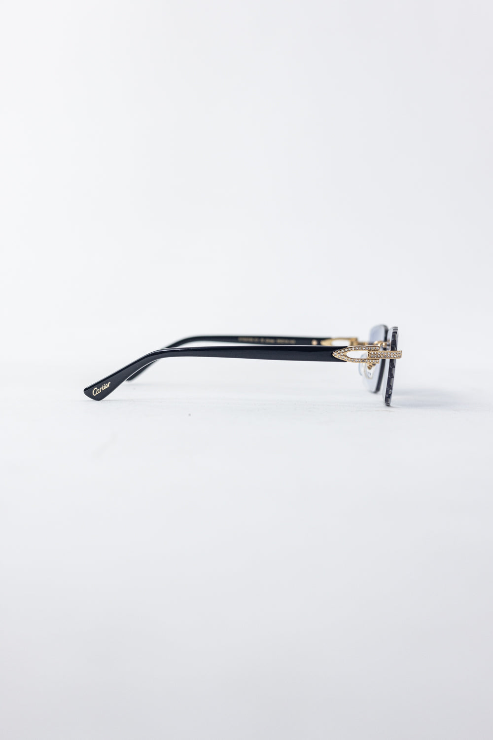 Cartier Light Wood Glasses Crystal Black/Gold