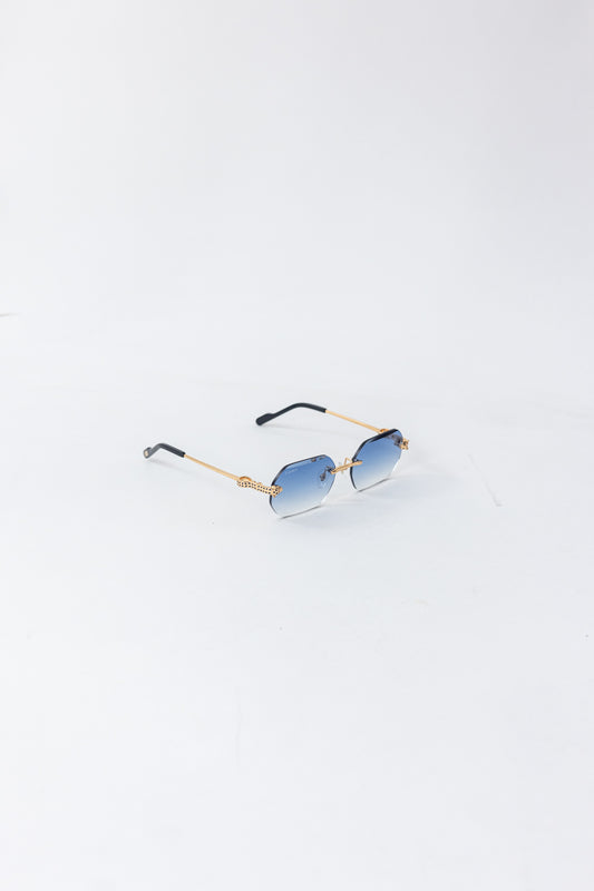 CARTIER Phantere Rimless Sunglasses Blue