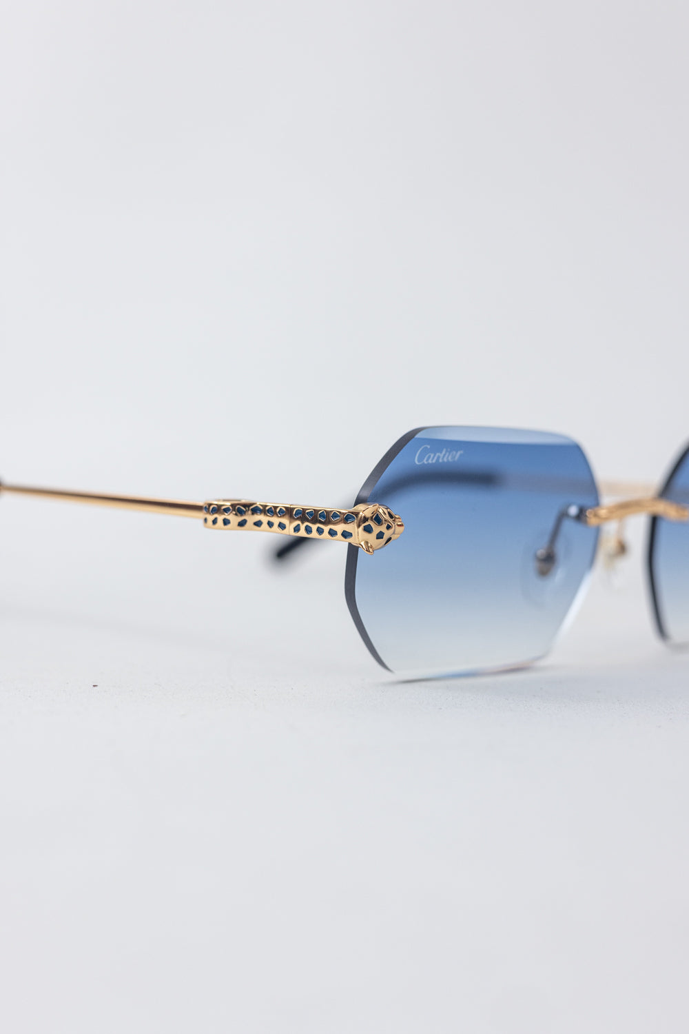 CARTIER Phantere Rimless Sunglasses Blue