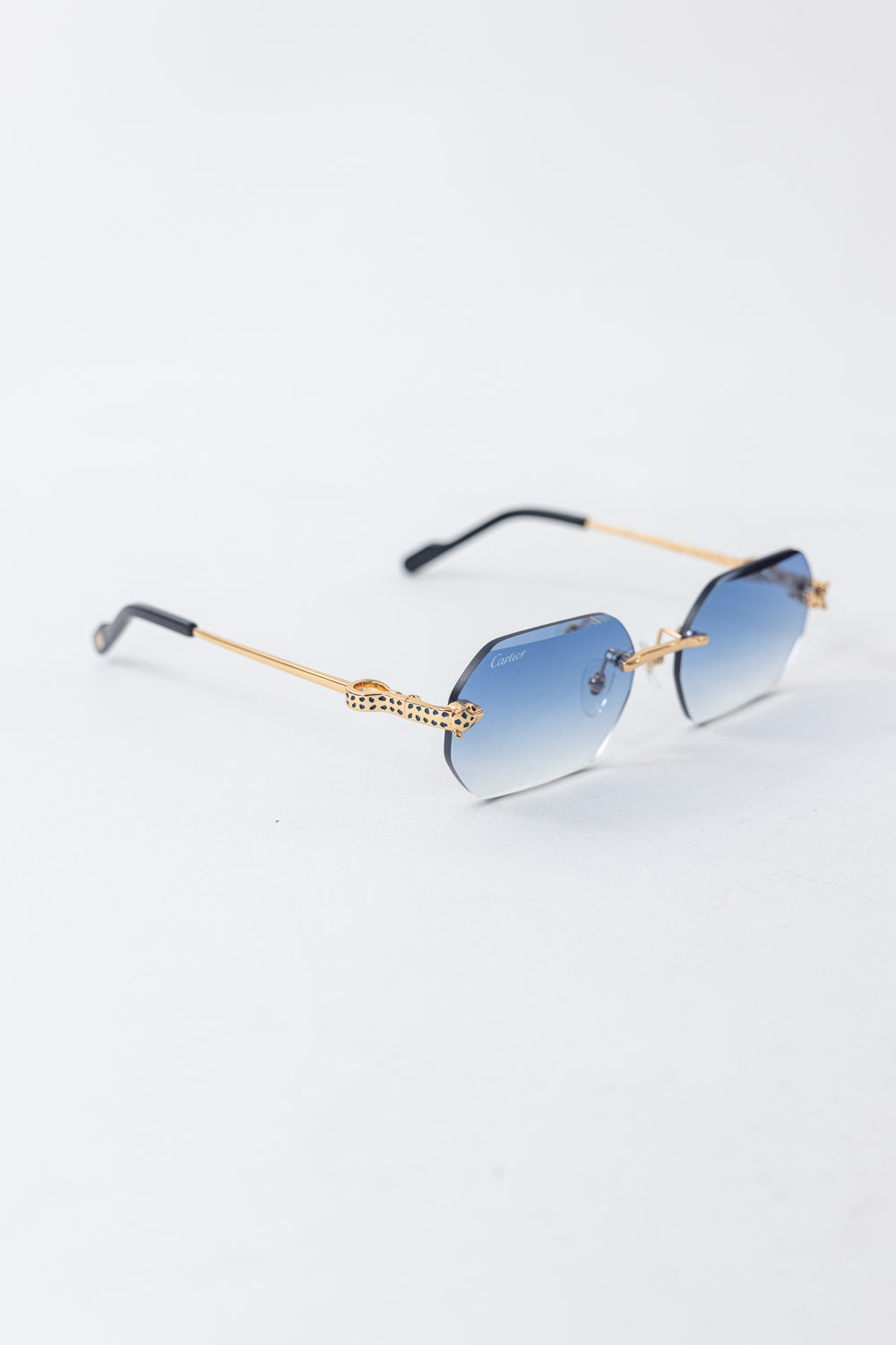 CARTIER Phantere Rimless Sunglasses Blue