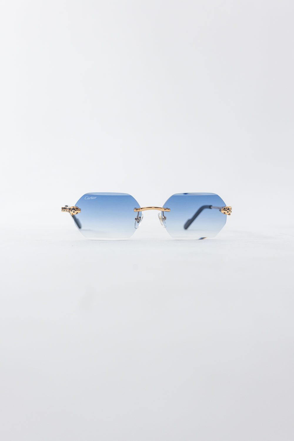 CARTIER Phantere Rimless Sunglasses Blue