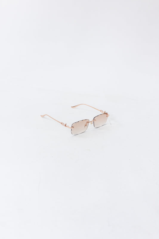 CARTIER Leopard Rimless Sunglasses Pink
