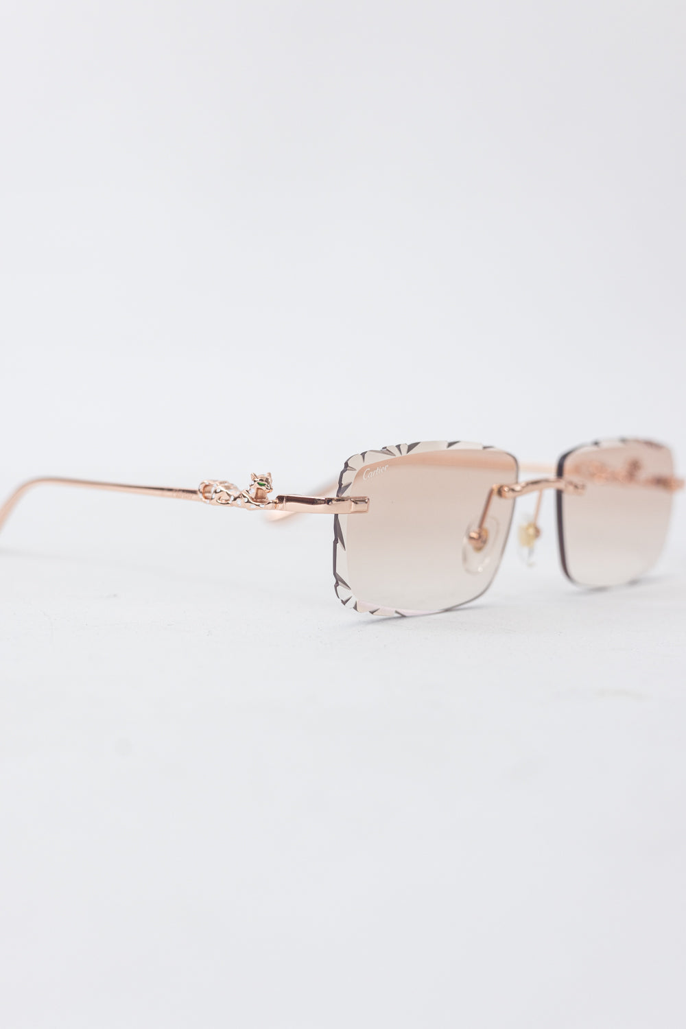 CARTIER Leopard Rimless Sunglasses Pink