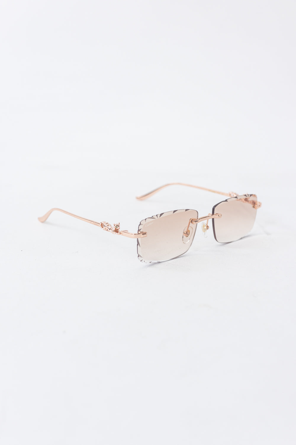 CARTIER Leopard Rimless Sunglasses Pink