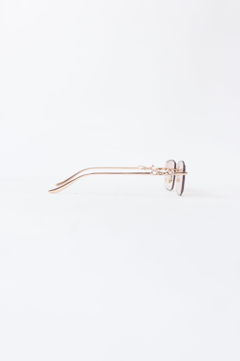 CARTIER Leopard Rimless Sunglasses Pink