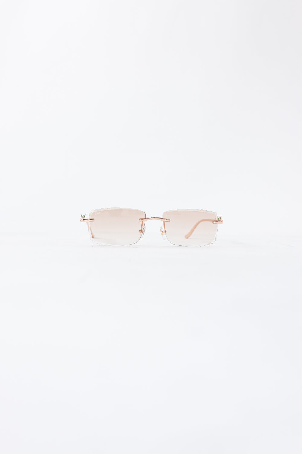 CARTIER Leopard Rimless Sunglasses Pink