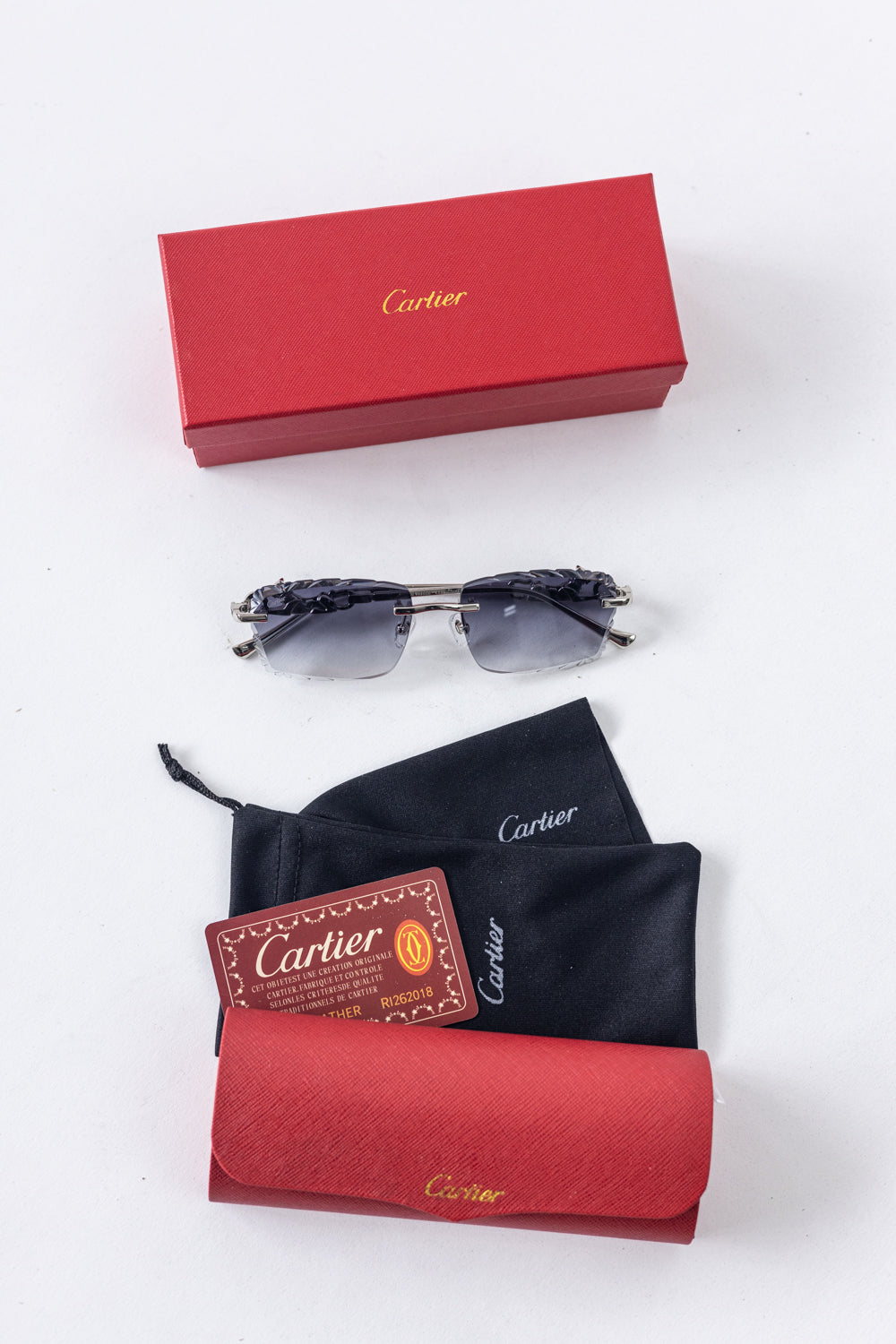 CARTIER Phantere Rimless Sunglasses Black