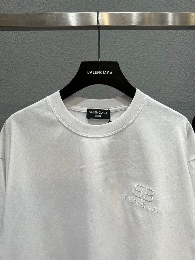 Balenciaga Paint Spray Pink Embroidery Logo T-shirt White