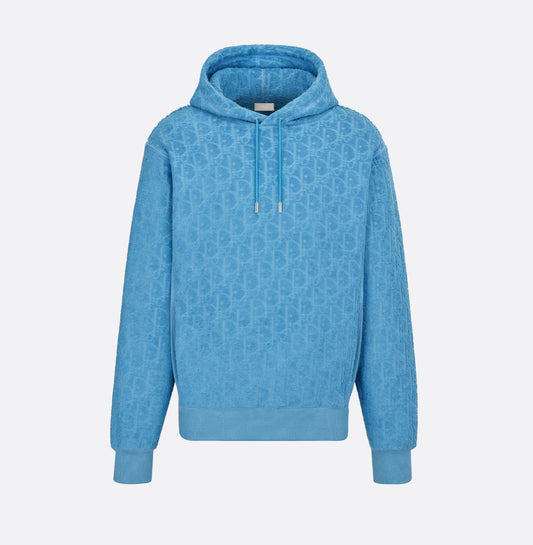 Dior Oblique Hooded Sweatshirt Relaxed Fit Blue Terry