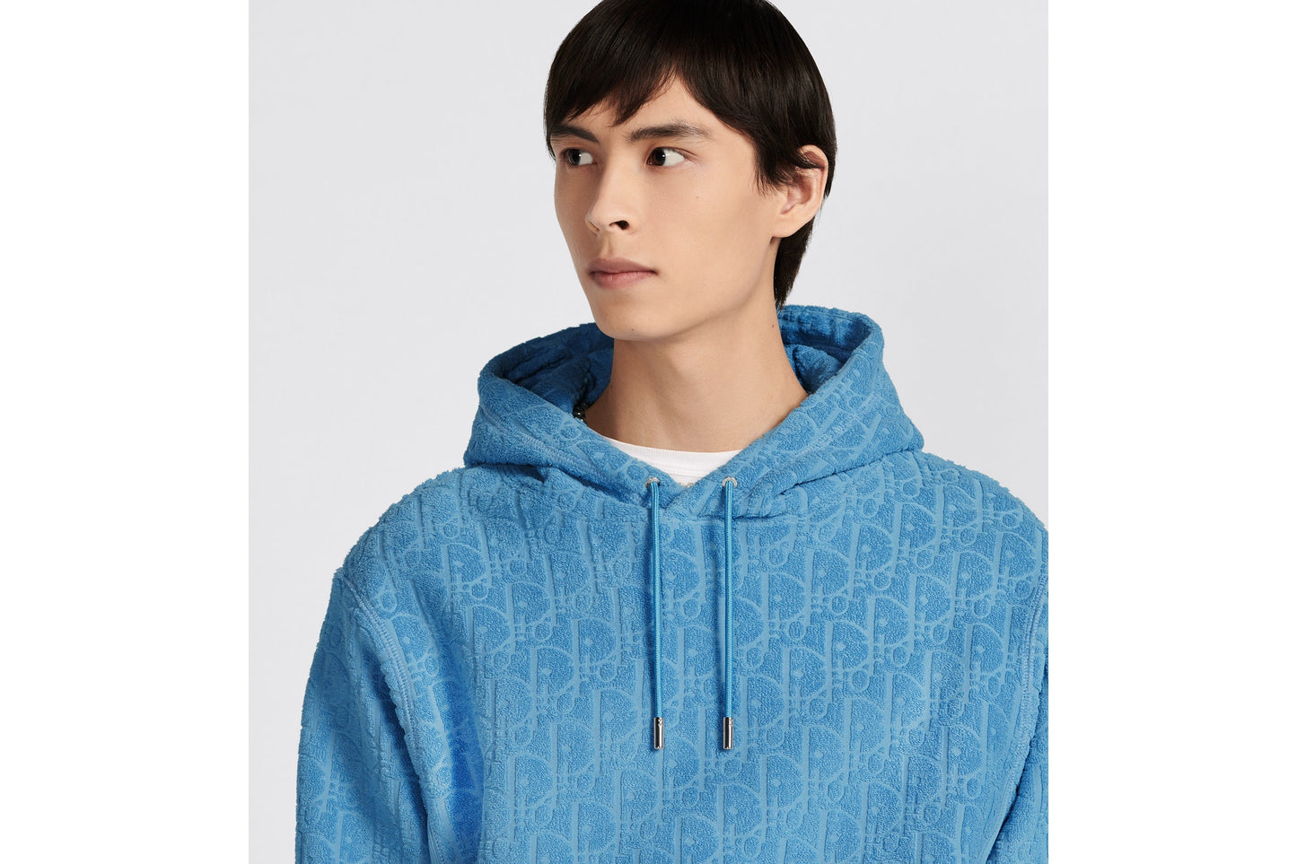 Dior Oblique Hooded Sweatshirt Relaxed Fit Blue Terry