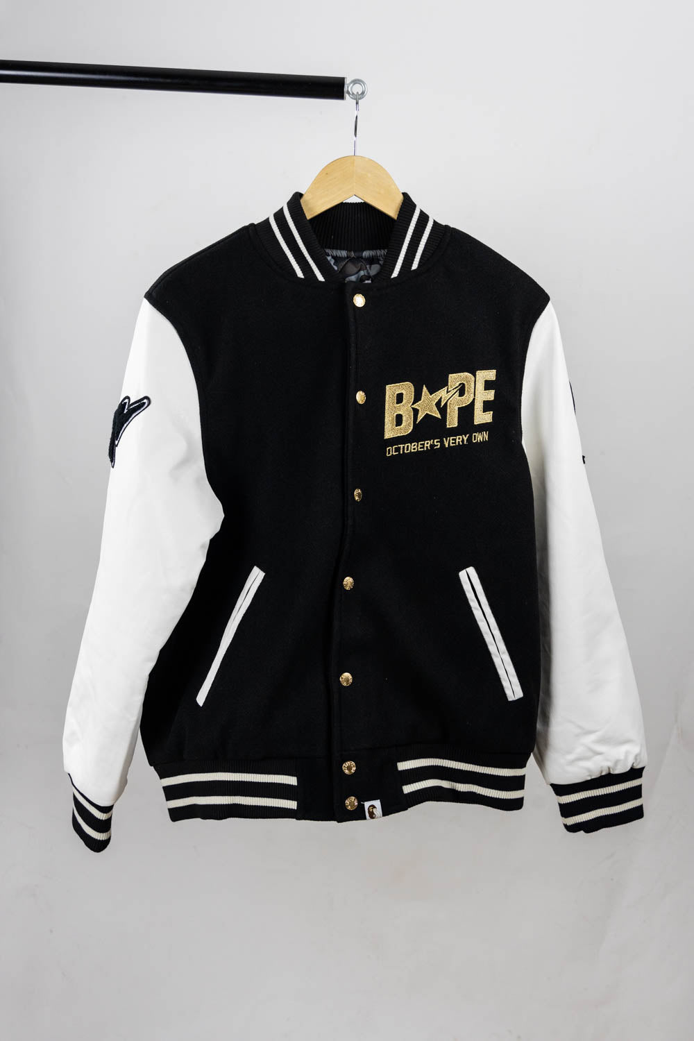 BAPE x OVO Varsity Jacket Black