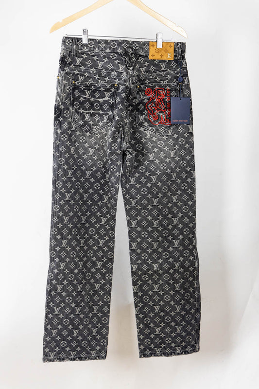 LOUIS VUITTON BAGGY DENIM MONOGRAM PANTS