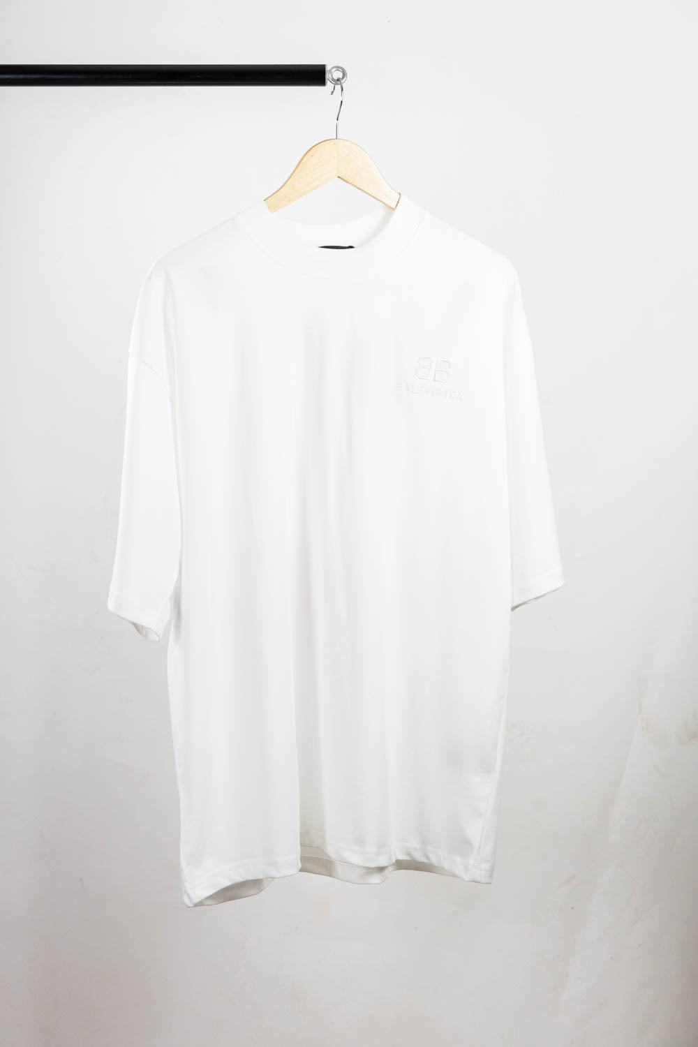 Balenciaga Paint Spray Pink Embroidery Logo T-shirt White