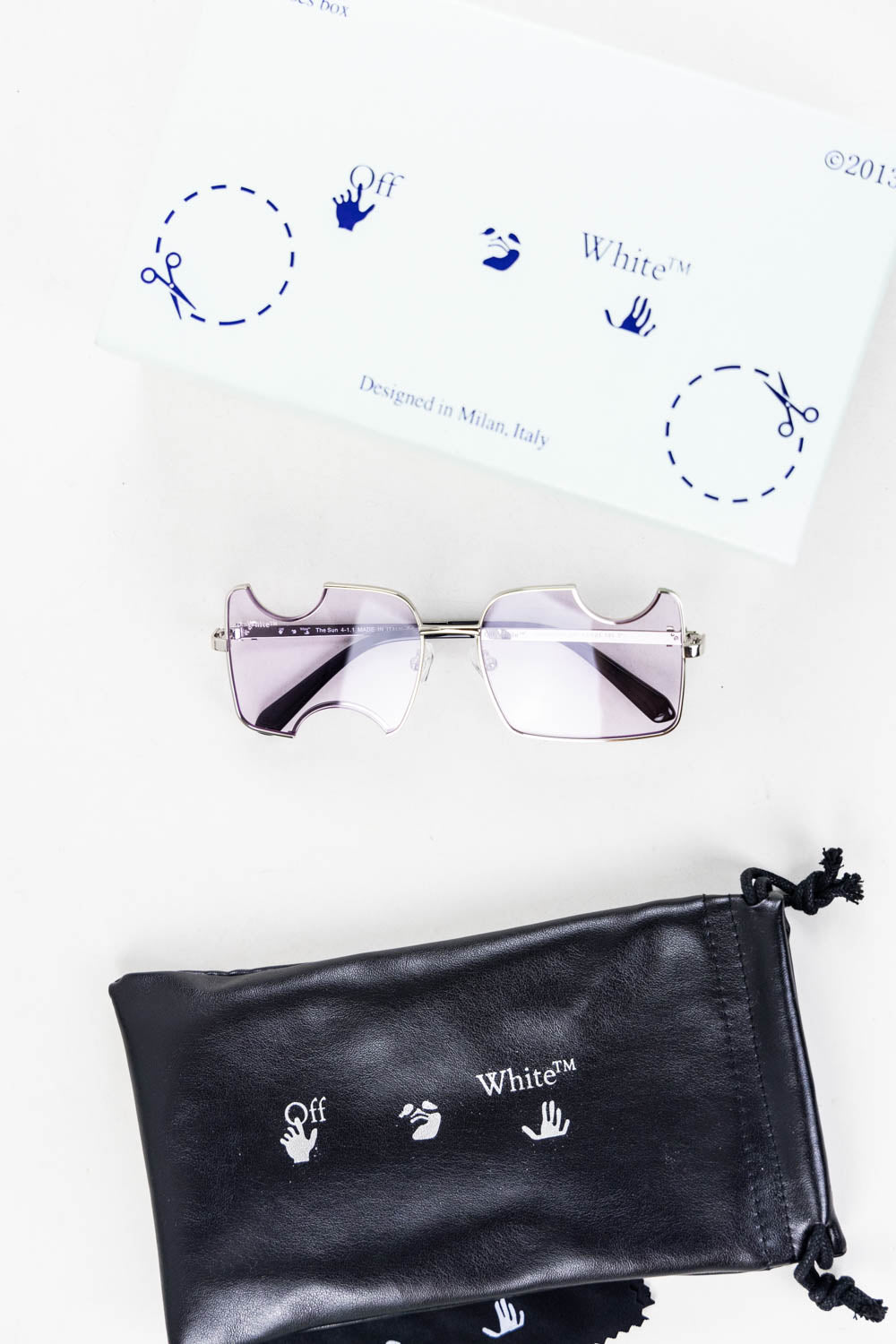 Off-White Cady cut-out rectangular-frame sunglasses Purple