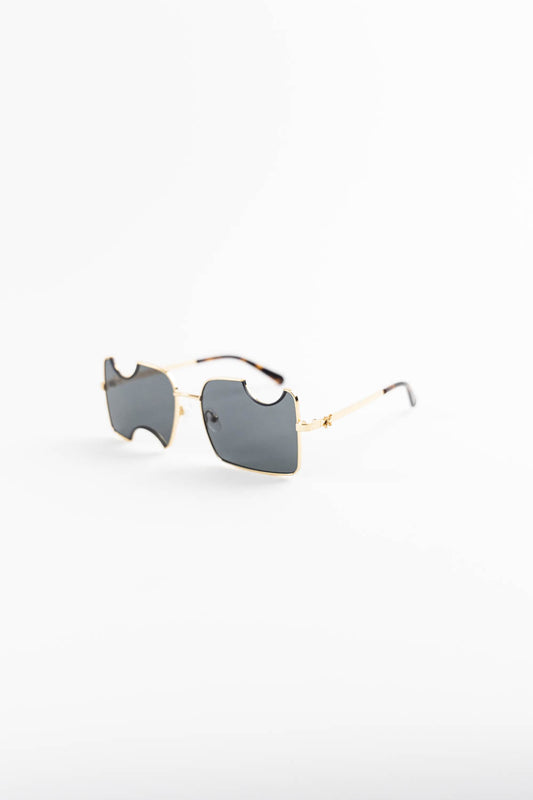 Off-White Cady cut-out rectangular-frame sunglasses Gold / Smog