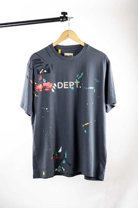 GALLERY DEPT. Blue Paint-splatter Logo Cotton T-shirt