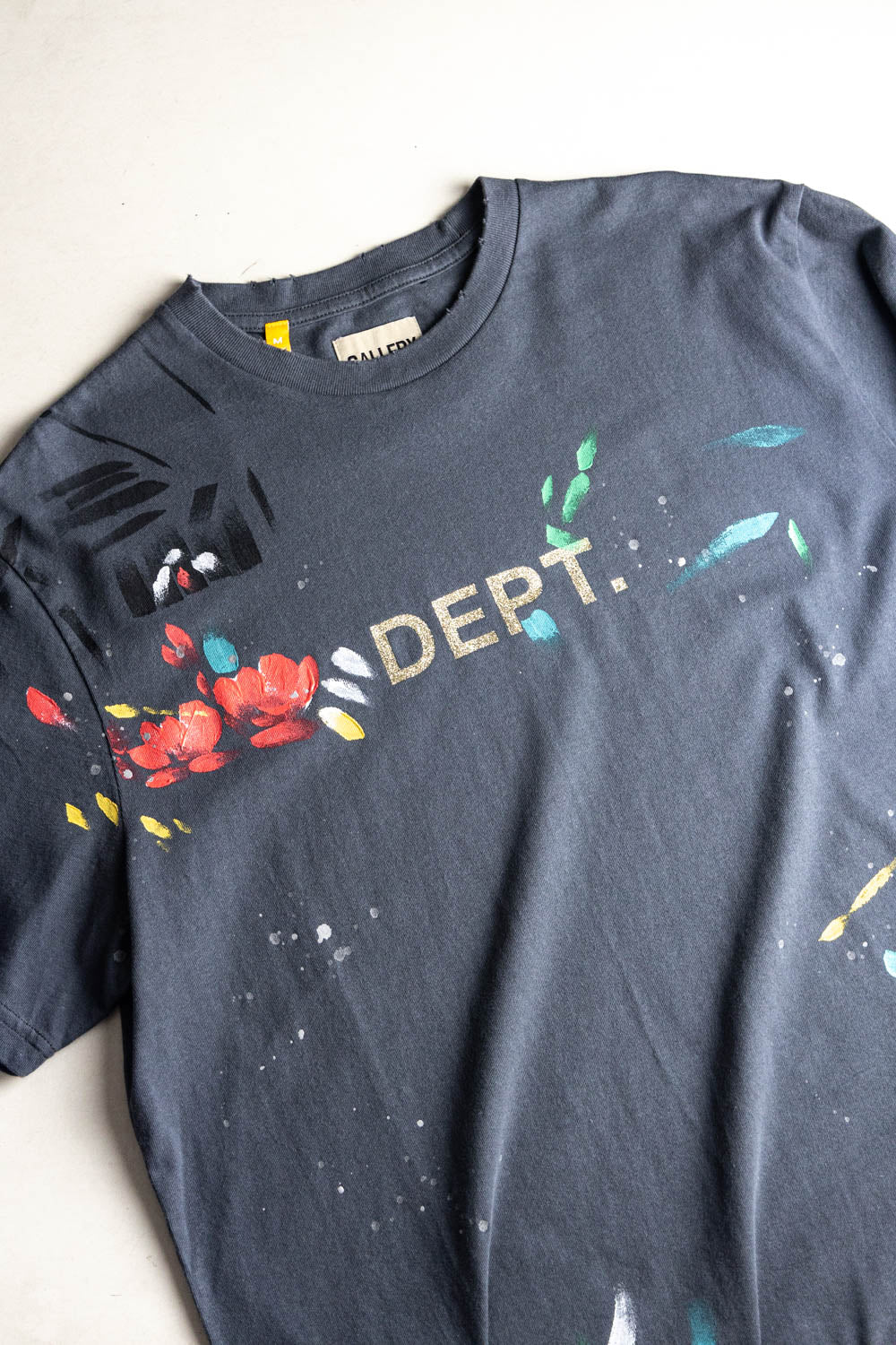 GALLERY DEPT. Blue Paint-splatter Logo Cotton T-shirt