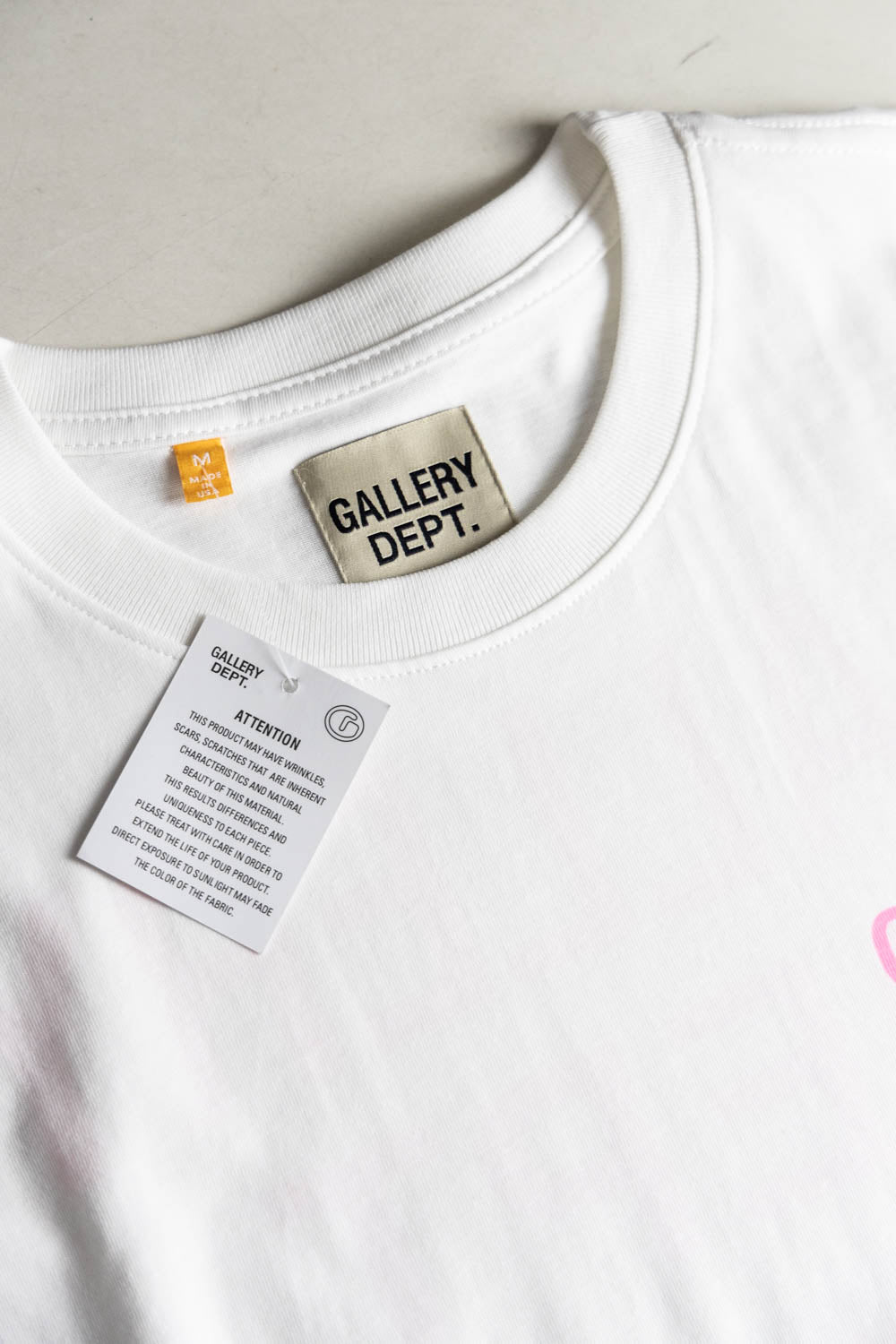 Gallery Dept. Logo Print T-Shirt White/Pink