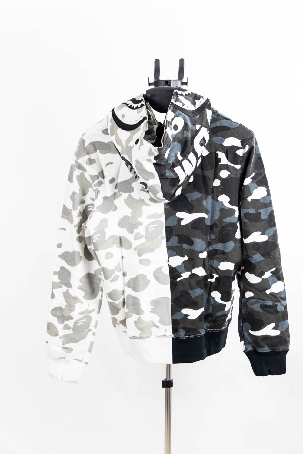 BAPE City Camo Half Shark Full Zip Hoodie White/Black