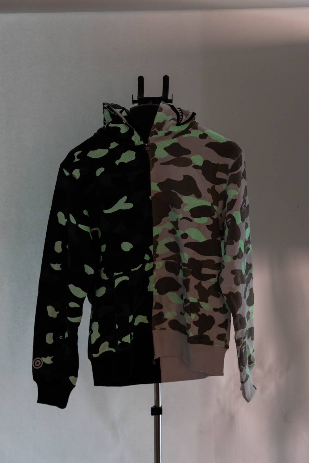 BAPE City Camo Half Shark Full Zip Hoodie White/Black