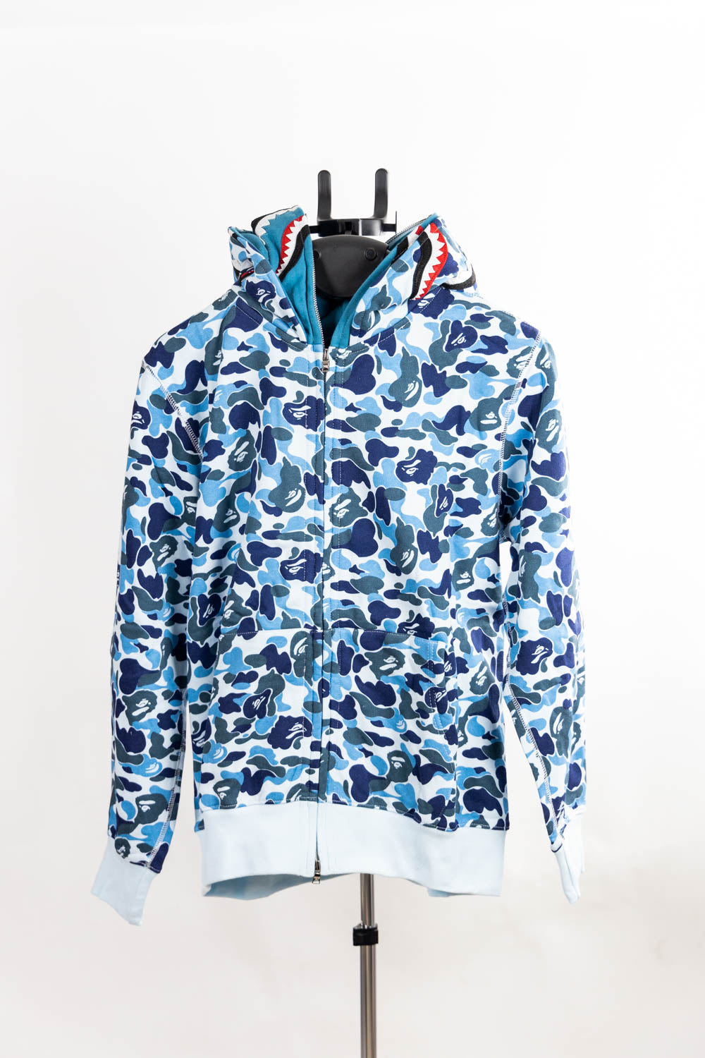 BAPE Color Camo Shark Wide Full Zip Double Hoodi- Blue