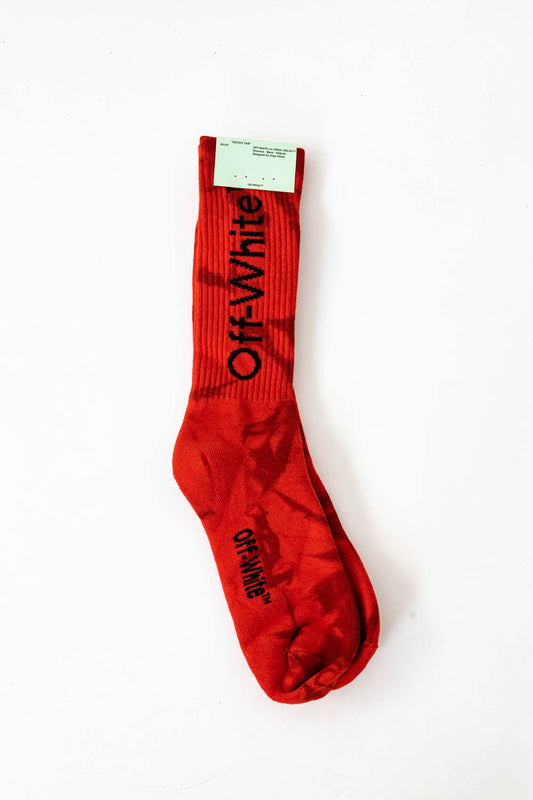 Off-White Bookish logo-intarsia tye dye socks Red