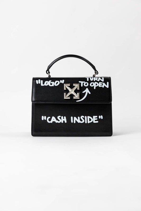 OFF-WHITE "CASH INSIDE" 2.8 Jitney Bag (Back Drawing) Black