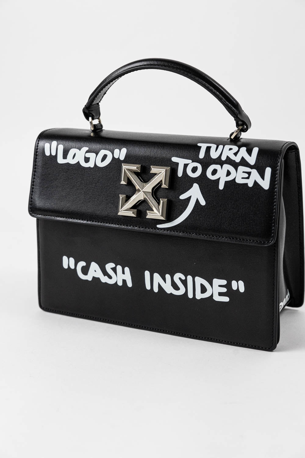 OFF-WHITE "CASH INSIDE" 2.8 Jitney Bag (Back Drawing) Black