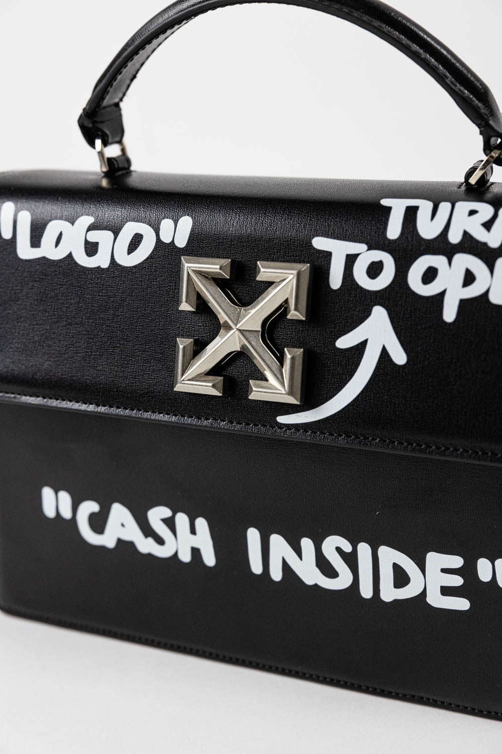 OFF-WHITE "CASH INSIDE" 2.8 Jitney Bag (Back Drawing) Black