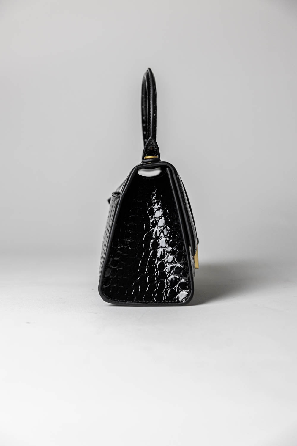 Balenciaga Hourglass black crocodile-effect top handle bag