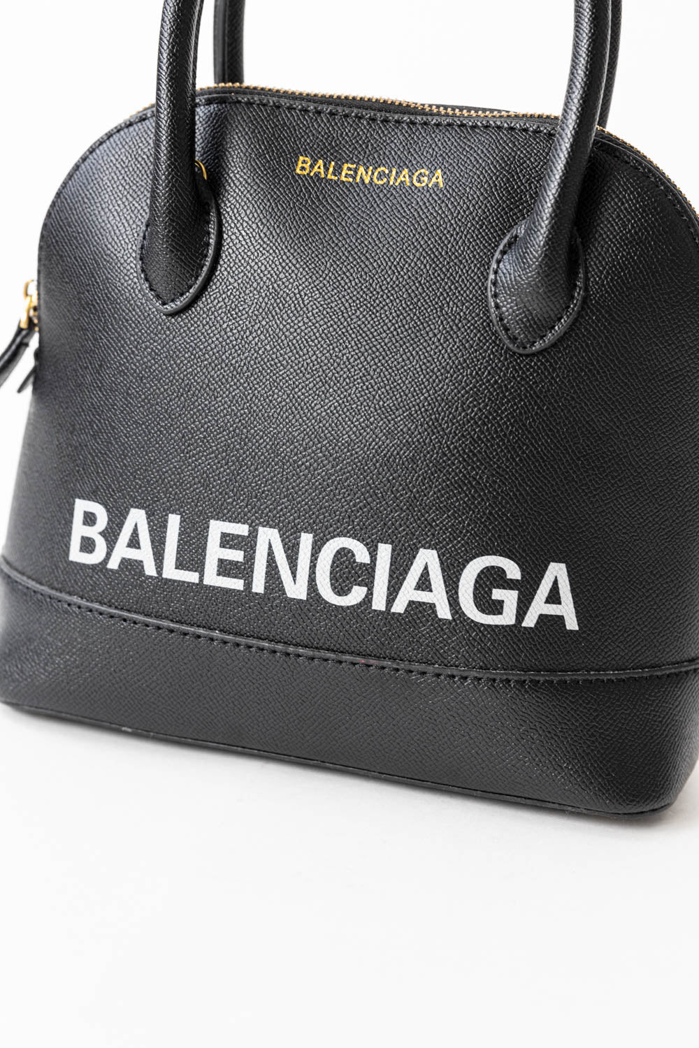 BALENCIAGA Ville Top Handle Bag Black White