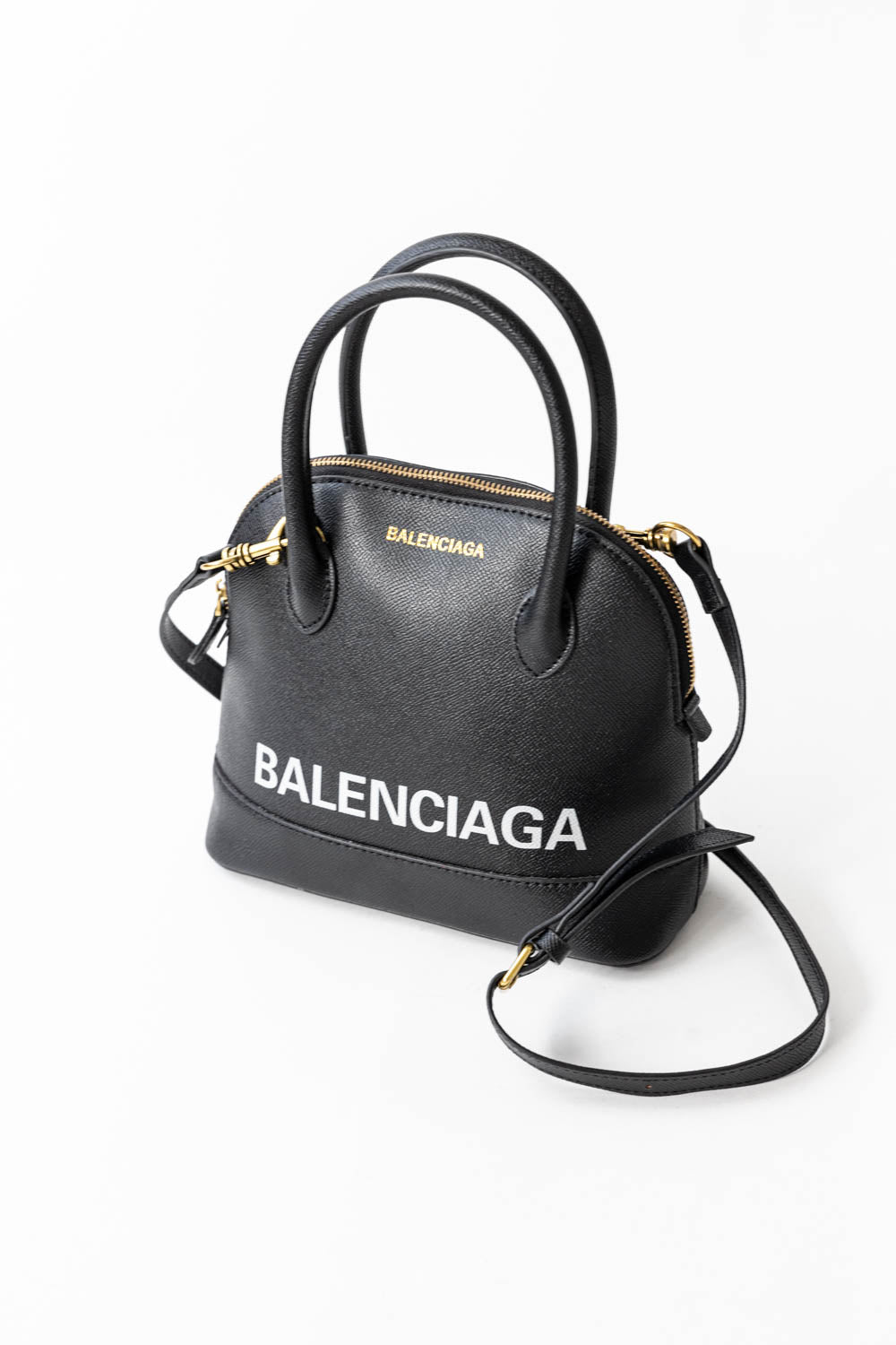 BALENCIAGA Ville Top Handle Bag Black White