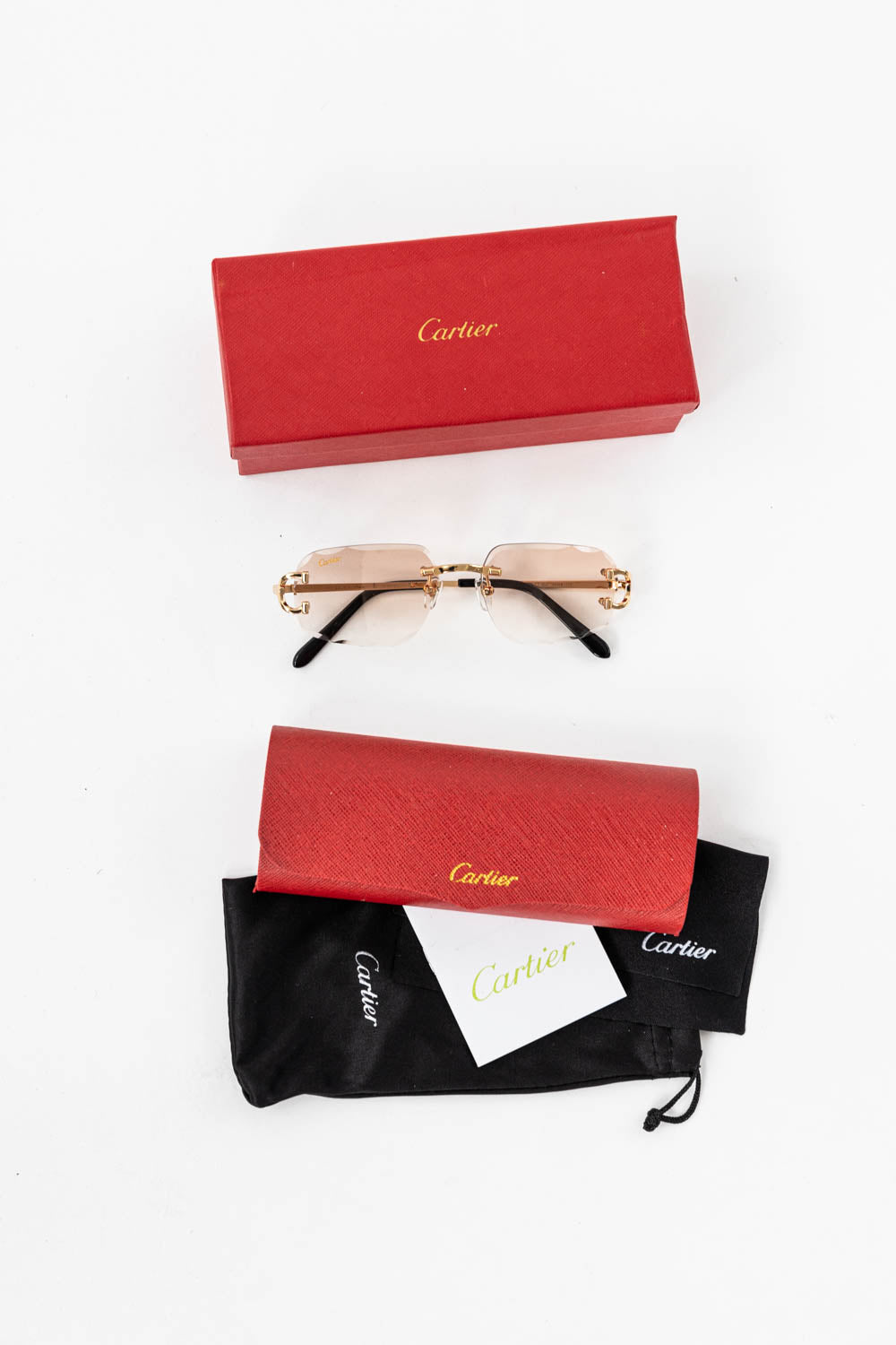 SIGNATURE C DE CARTIER SUNGLASSES / Black Cream - Gold