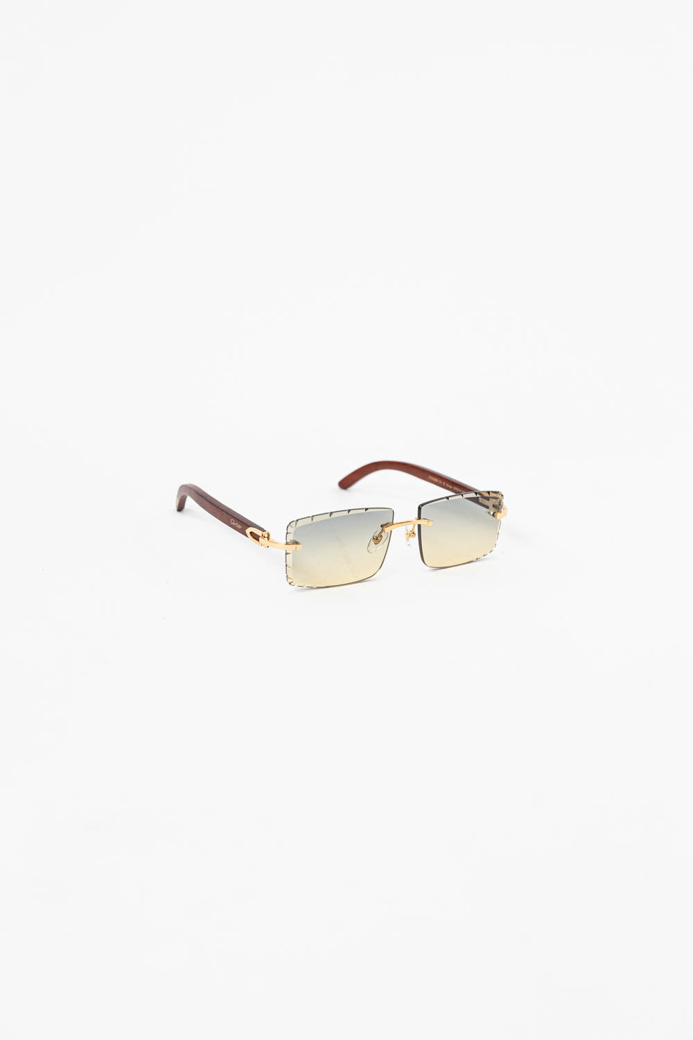 Cartier Light Wood Glasses with Gold C Decor and Honey Brown Lens