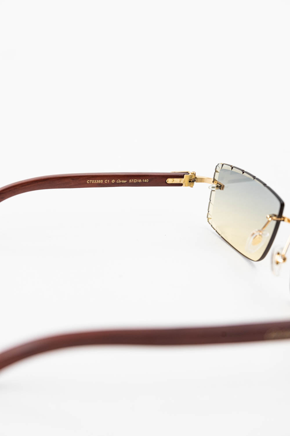 Cartier Light Wood Glasses with Gold C Decor and Honey Brown Lens