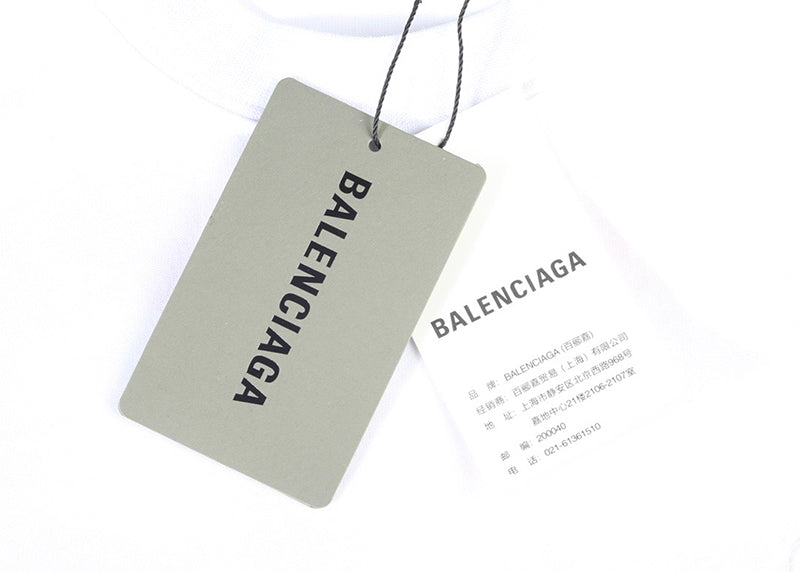 Balenciaga Paint Spray Pink Embroidery Logo T-shirt White