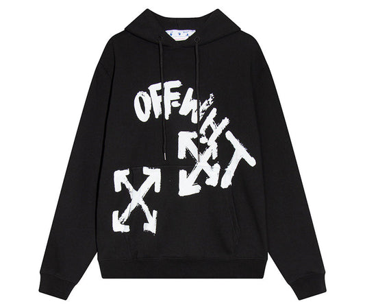 OFF-WHITE Black Paint Script Skate Hoodie Black