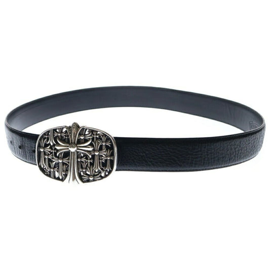 Chrome Hearts Cemetery Cross Belt Buckle Leather Belt